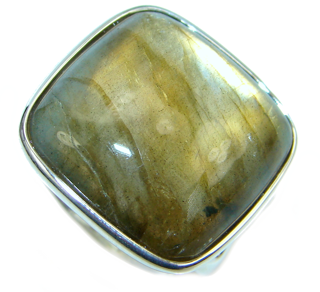 Great Blue Fire Labradorite Sterling Silver Ring size 8 1/2