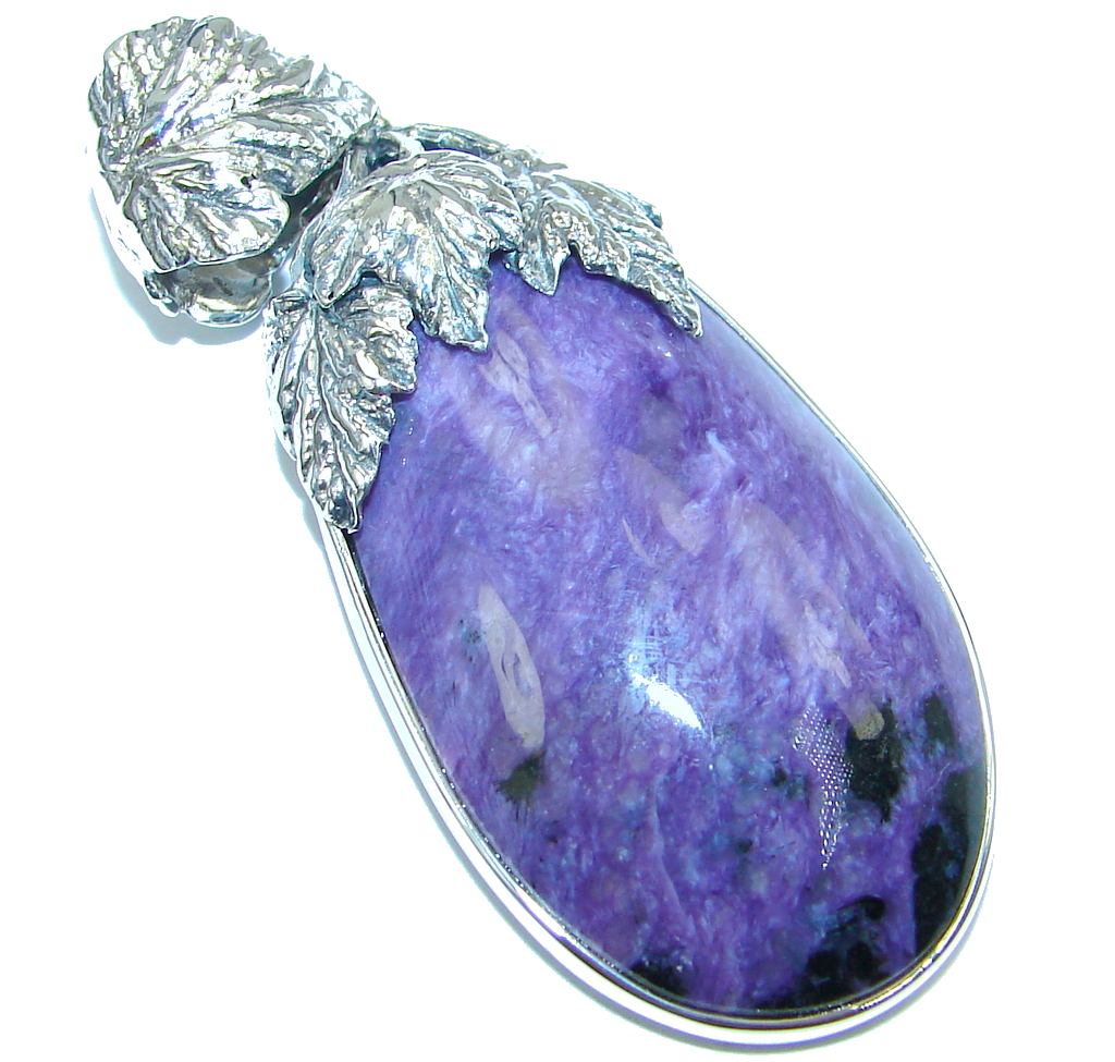 Huge Genuine AAA quality Purple Siberian Charoite Sterling Silver handmade Pendant