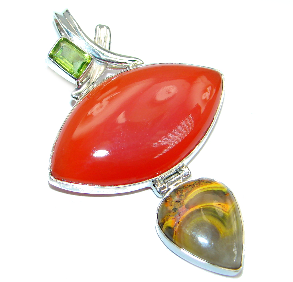 Amazing Combination Carnelian Sterling Silver handmade Pendant