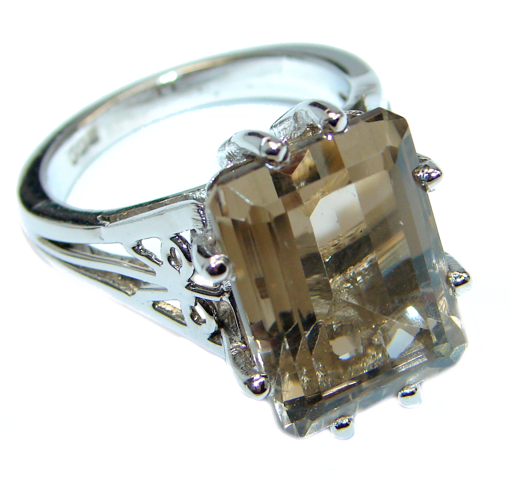 Amazing Smoky Topaz Sterling Silver handmade Ring size 8 1/4