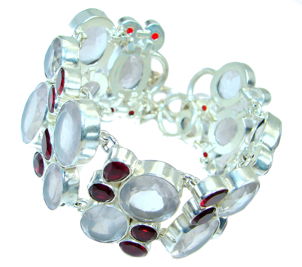 Chunky Aura Of Beauty Rose Quartz Sterling Silver handmade Bracelet