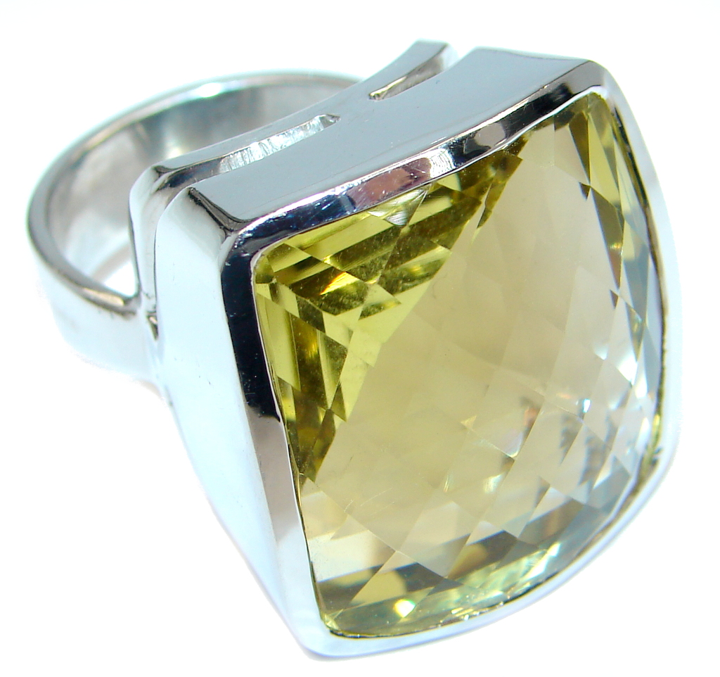 Gaint faceted Natural flawless Citrine Sterling Silver ring size 9