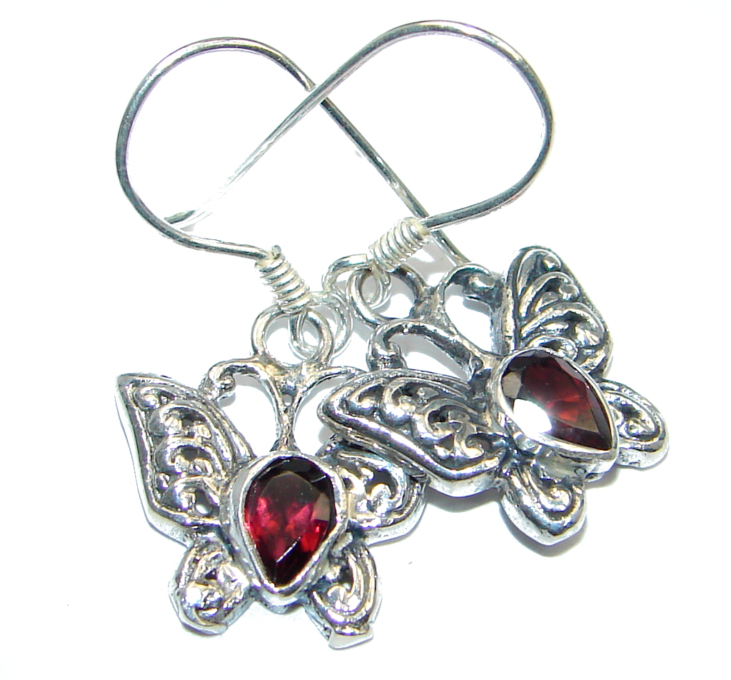 Perfect Aura Garnet Sterling Silver earrings