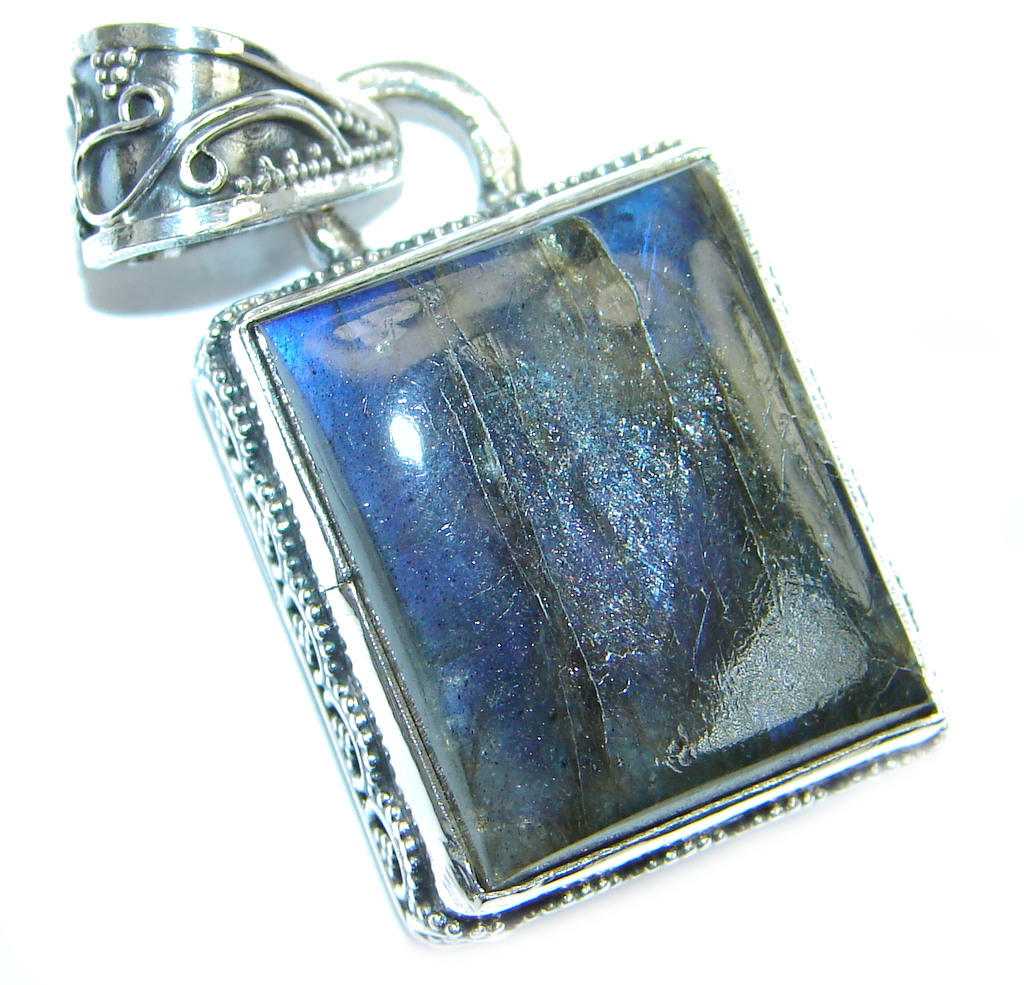 Fancy Design genuine Fire Labradorite Sterling Silver handmade Pendant