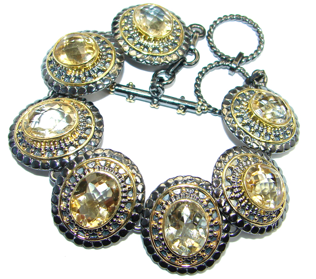 Real Treasure Genuine Citrine Gold plated over Sterling Silver handmade Bracelet
