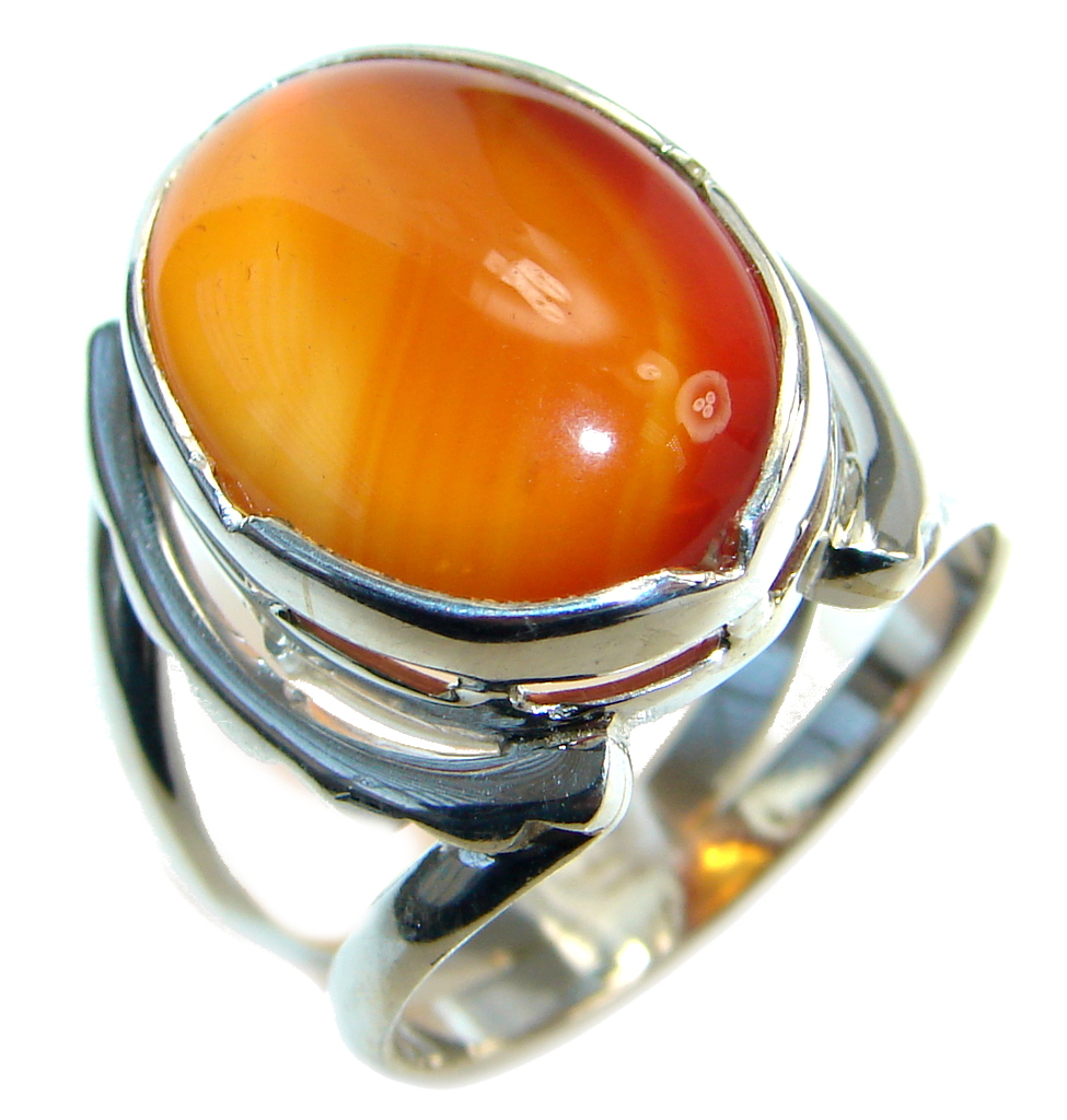 Amazing Genuine Carnelian Sterling Silver Ring 9