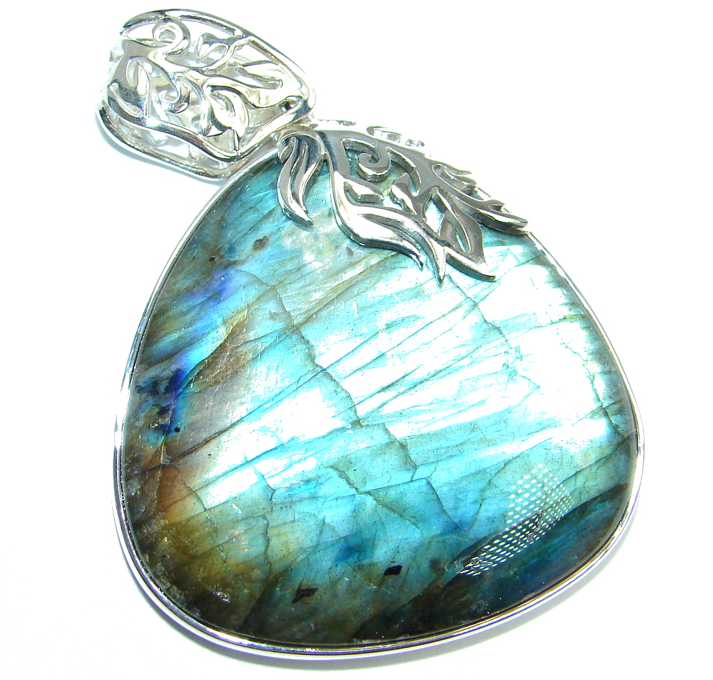 Huge 26.8 grams highest quality Blue Labradorite Sterling Silver handmade Pendant