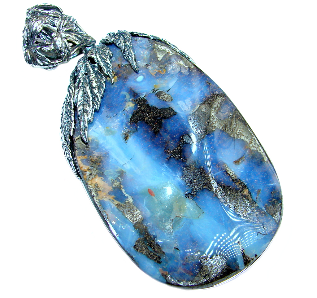 41.9 grams! Beautiful Natural Australian Boulder Opal Oxidized Sterling Silver handmade Pendant
