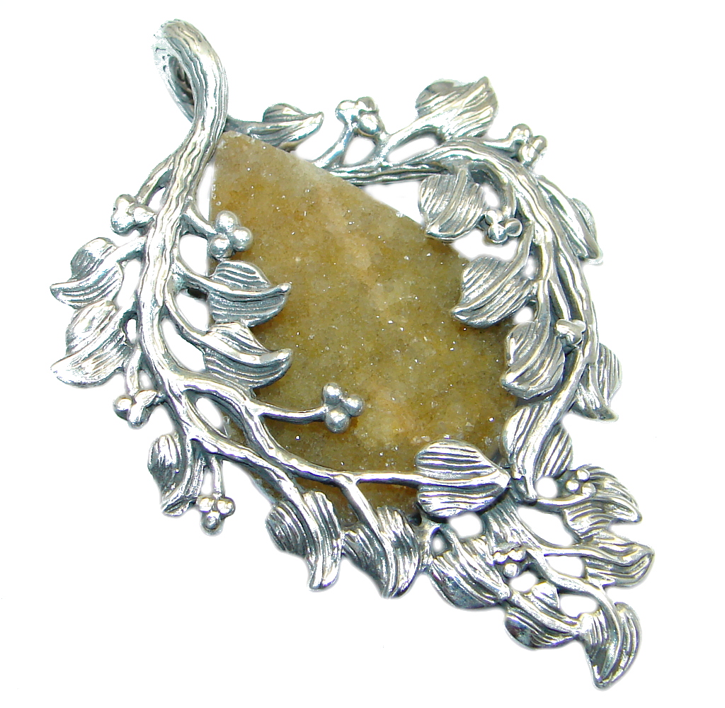 Fabulous Citrine Druzy Sterling Silver handmade Pendant