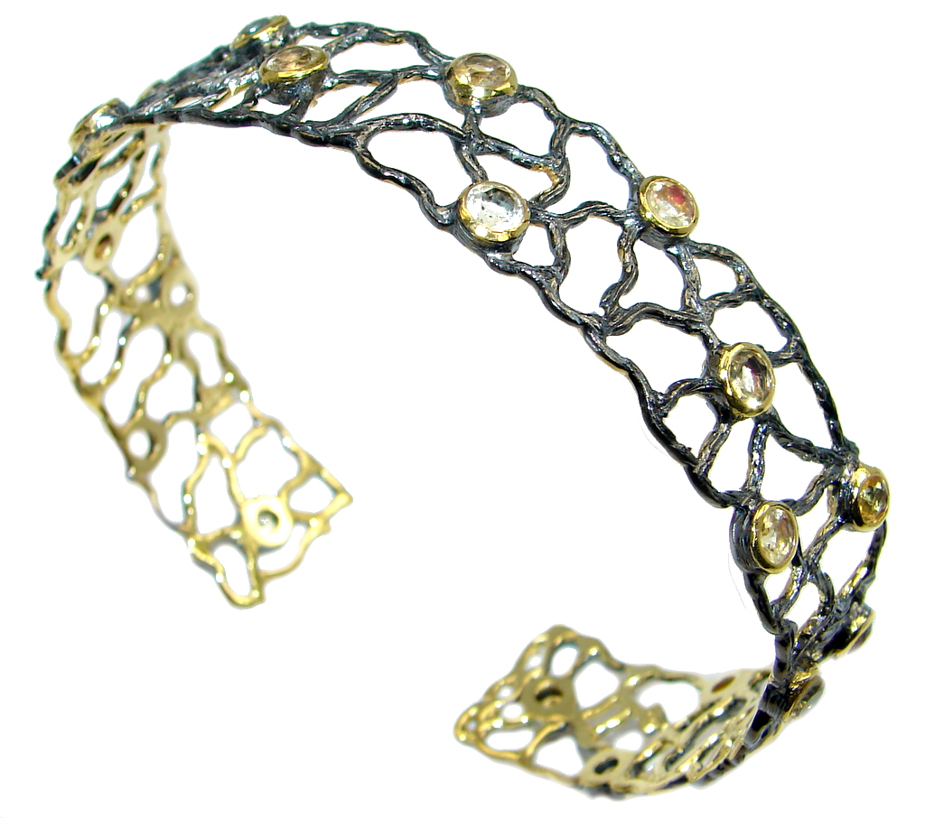 Real Treasure Genuine Citrine Gold plated over Sterling Silver handmade Bracelet