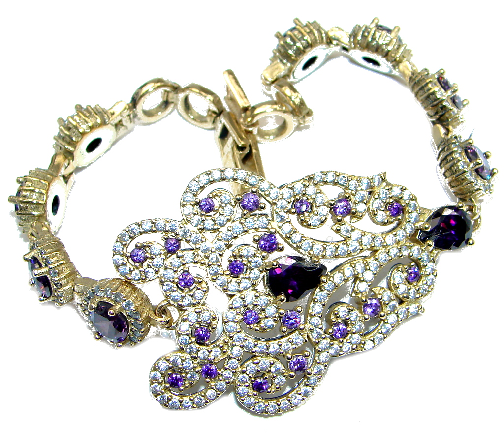 One of the kind created Amethyst Oxidized Sterling Silver handmade Bracelet