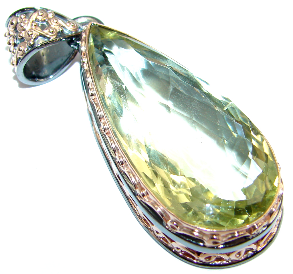 Incredible 78.95 ct Citrine Rose Gold plated over Sterling Silver handmade Pendant