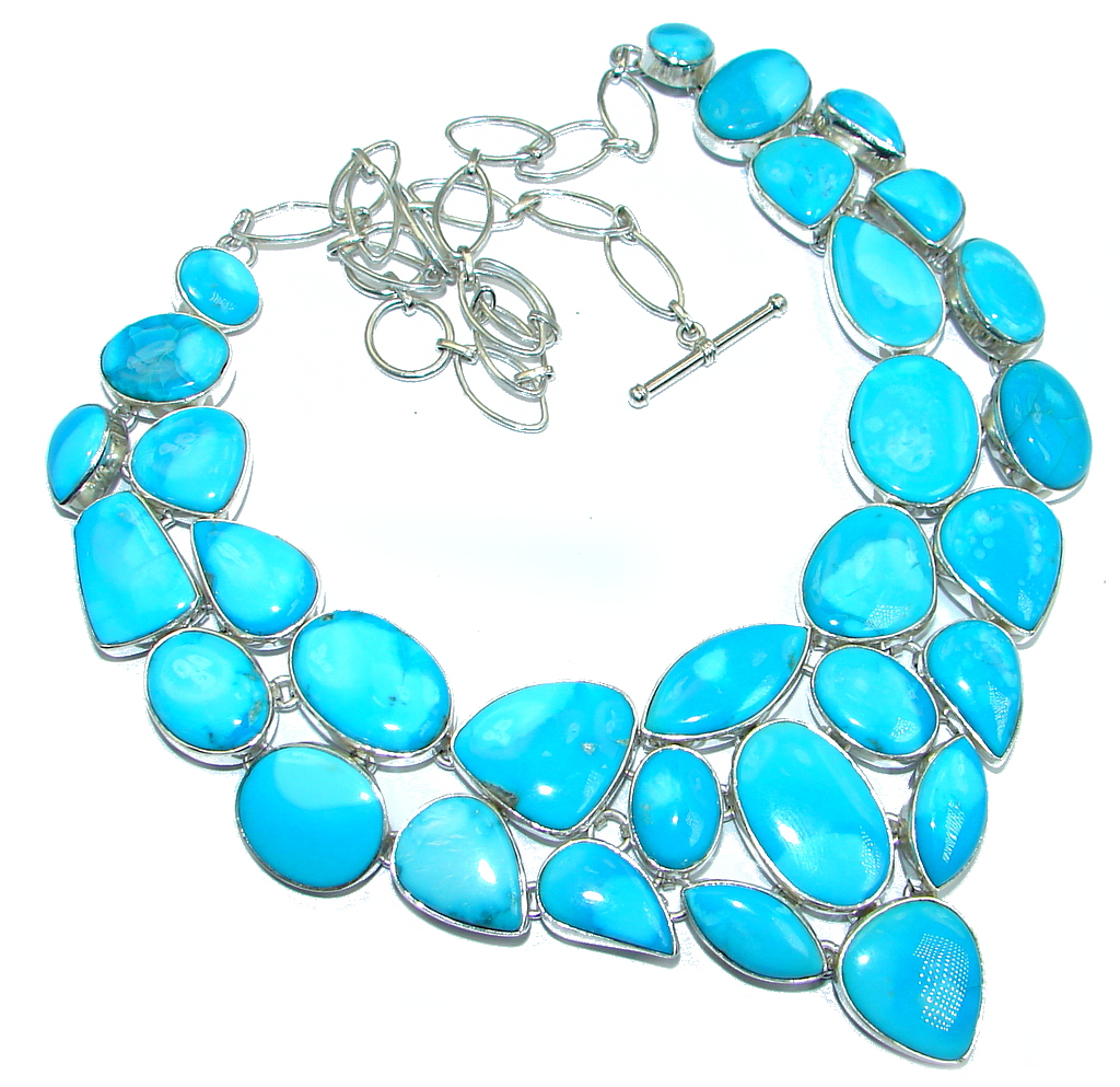 Jumbo Aura Of Beauty natural Sleeping Beauty Turquoise Sterling Silver handmade Necklace