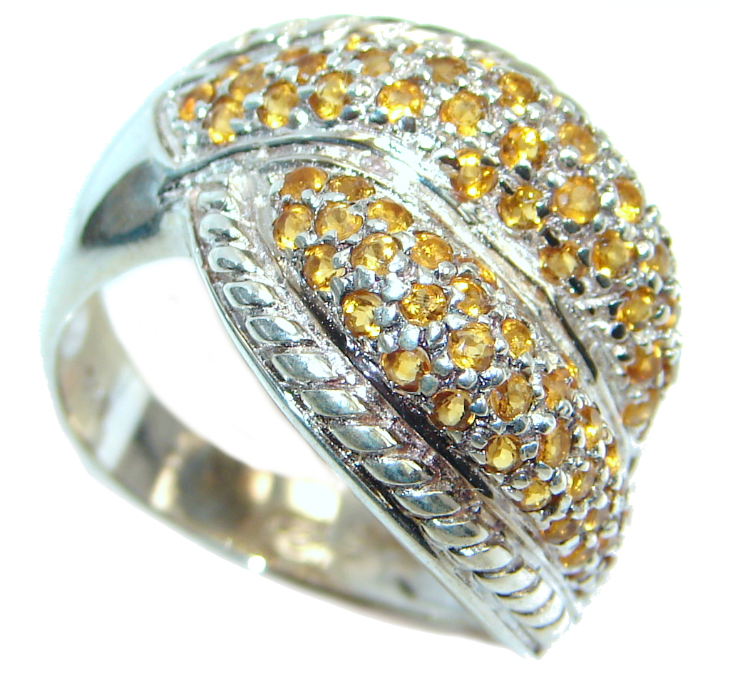 Posh natural Orange Sapphire Sterling Silver ring s. 7