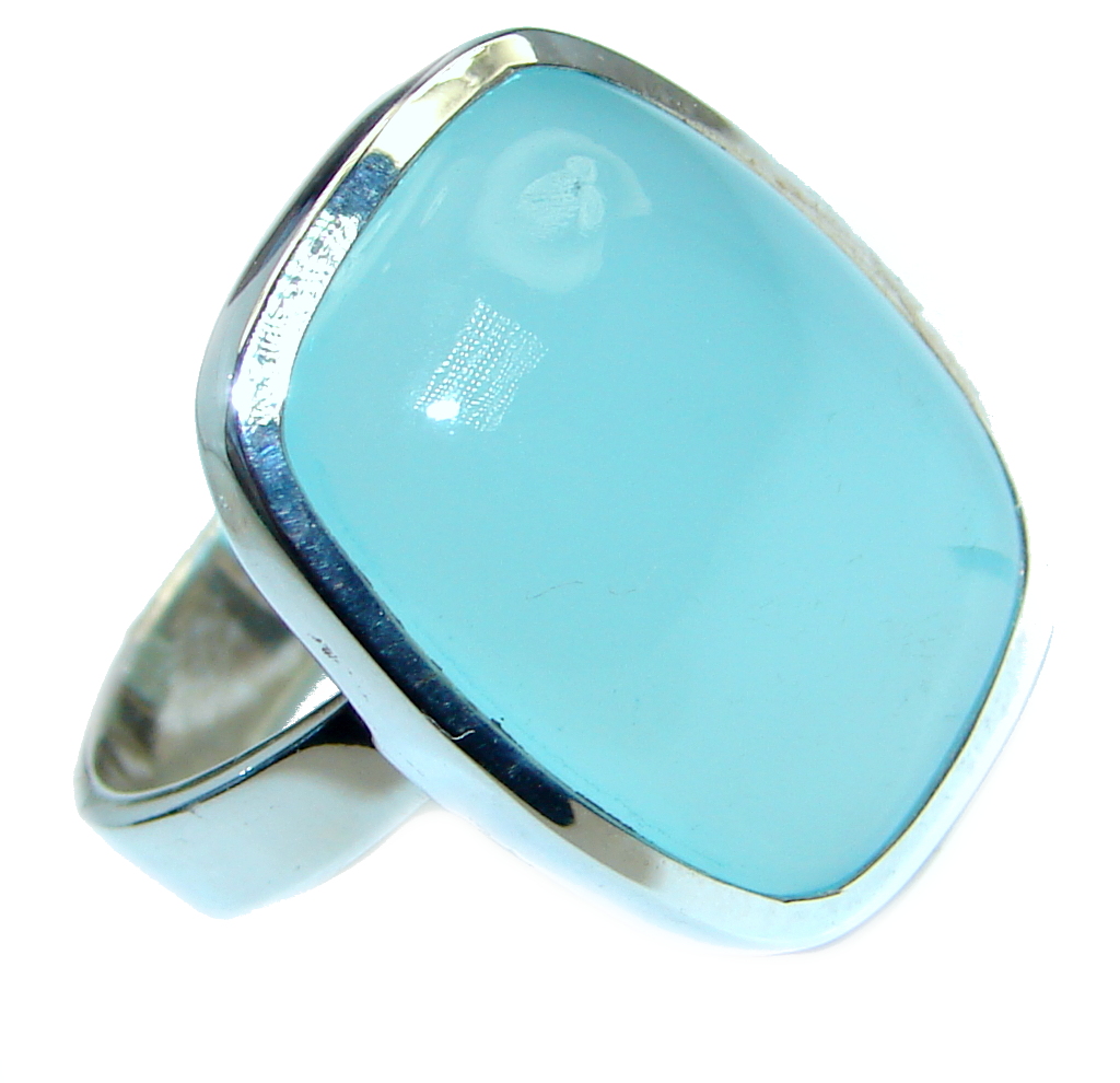 Blue Chalcedony Agate Sterling Silver Ring s. 8 1/4
