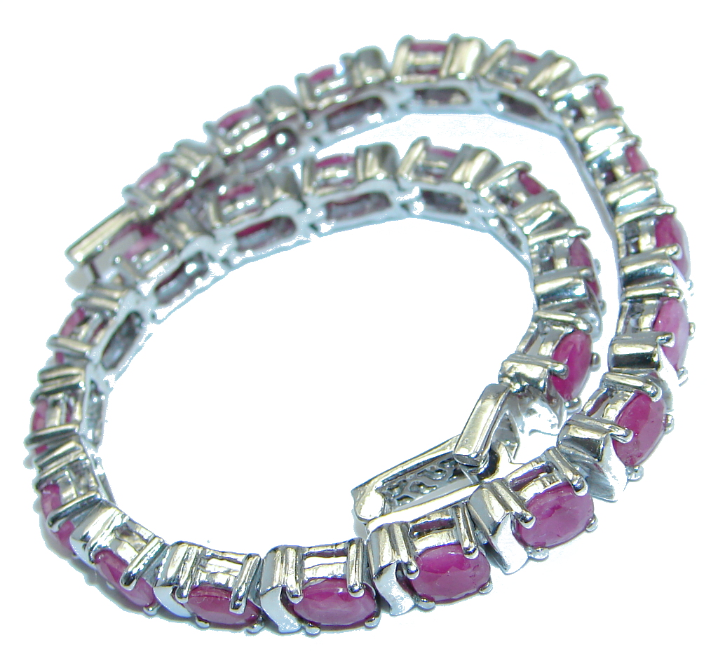 Genuine Red Ruby Sterling Silver handmade tennis Bracelet