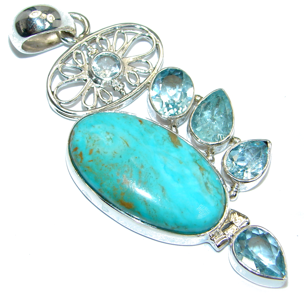 Authentic Sleeping Beauty Turquoise Sterling Silver handmade Pendant