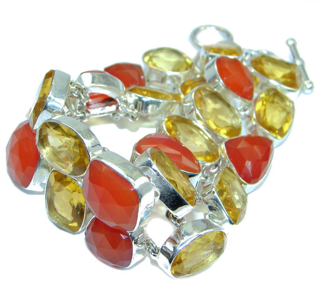 Sunset in Tuscon Authentic Carnelian Quartz Sterling Silver handmade Bracelet