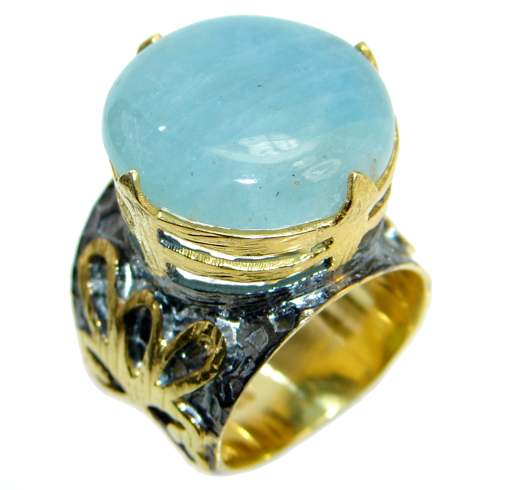 Passiom Fruit Natural 8 ct. Aquamarine Gold Plated over Sterling Silver Ring s. 6