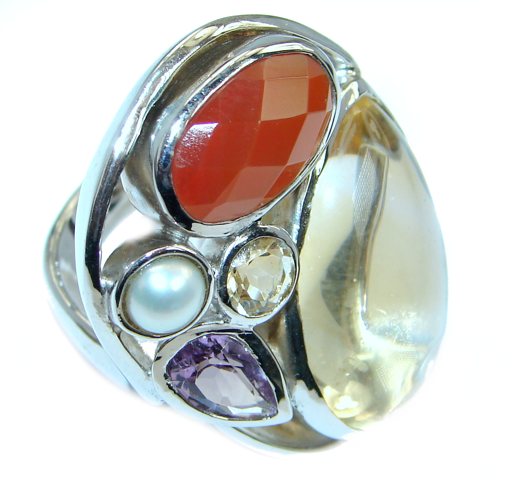 Energazing genuine Citrine Gold plated over Sterling Silver Ring size 8