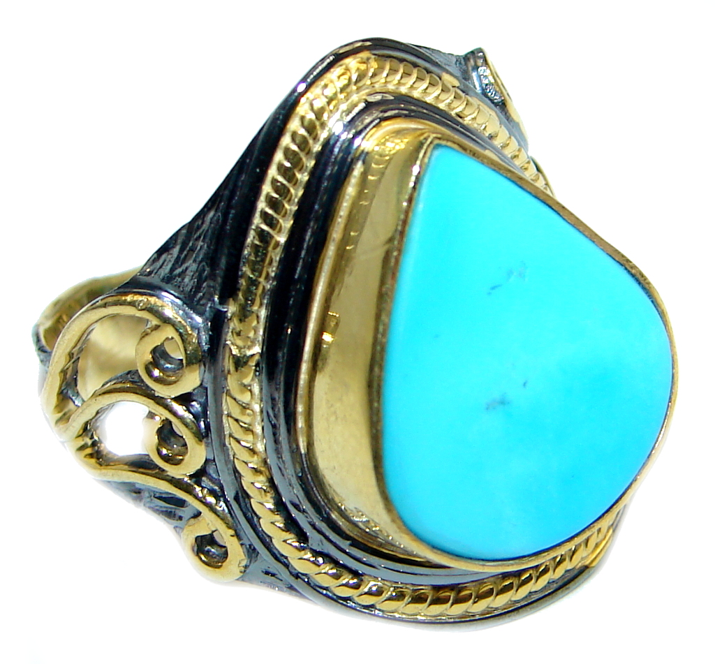 Excellent quality Sleeping Beauty Turquoise Sterling Silver handmade ring size 8 1/2
