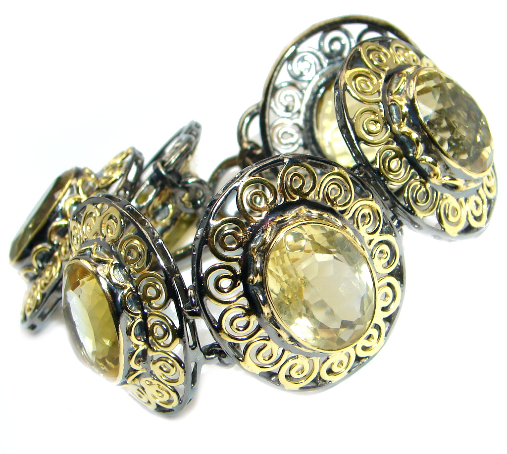Real Treasure Genuine Citrine Gold plated over Sterling Silver handmade Bracelet