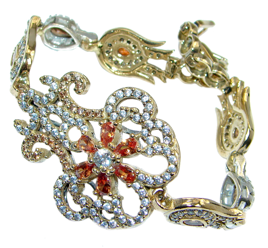 Flawless Passion Red created Ruby Gold Rhodium plated over Sterling Silver Bracelet