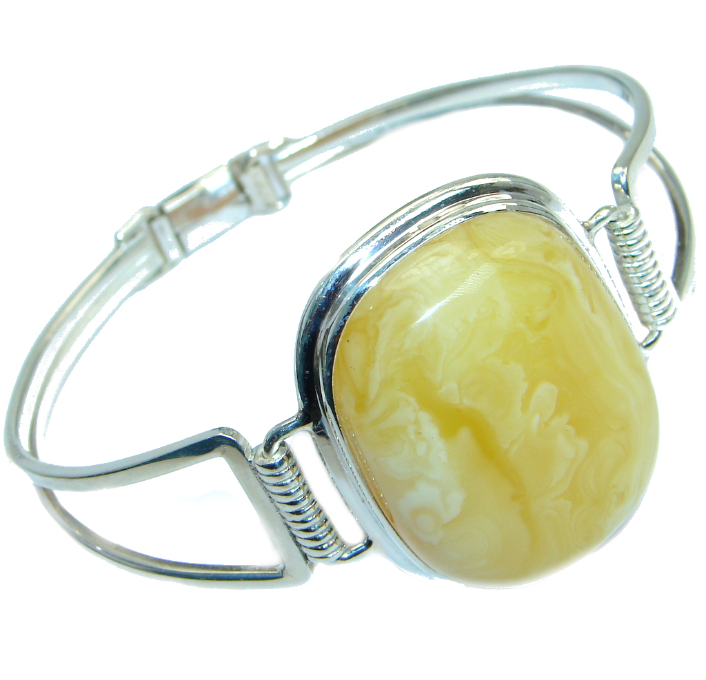 Wonderful genuine Butterscotch Baltic Amber Sterling Silver handmade Bracelet / Cuff