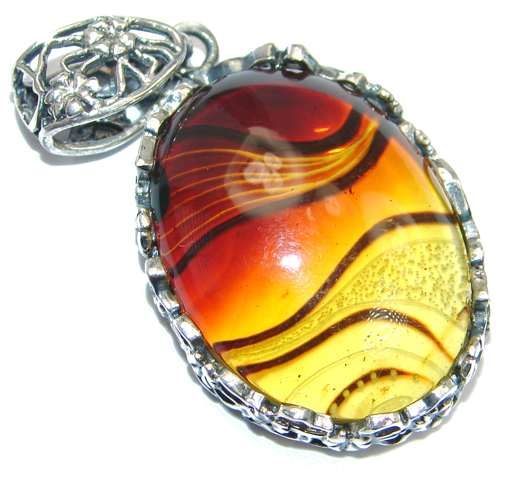 Natural Baltic Amber Sterling Silver handcrafted Pendant