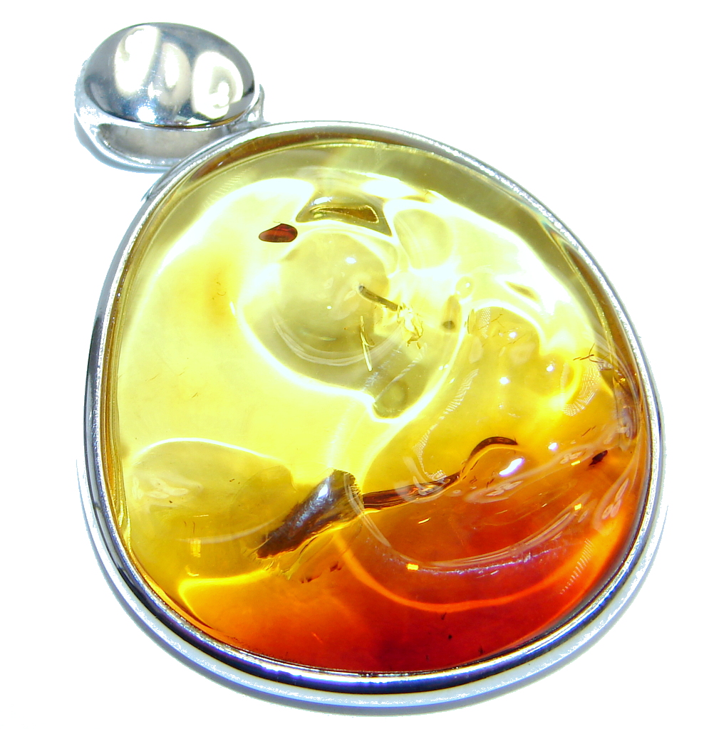 Natural Baltic Amber Sterling Silver handcrafted Pendant