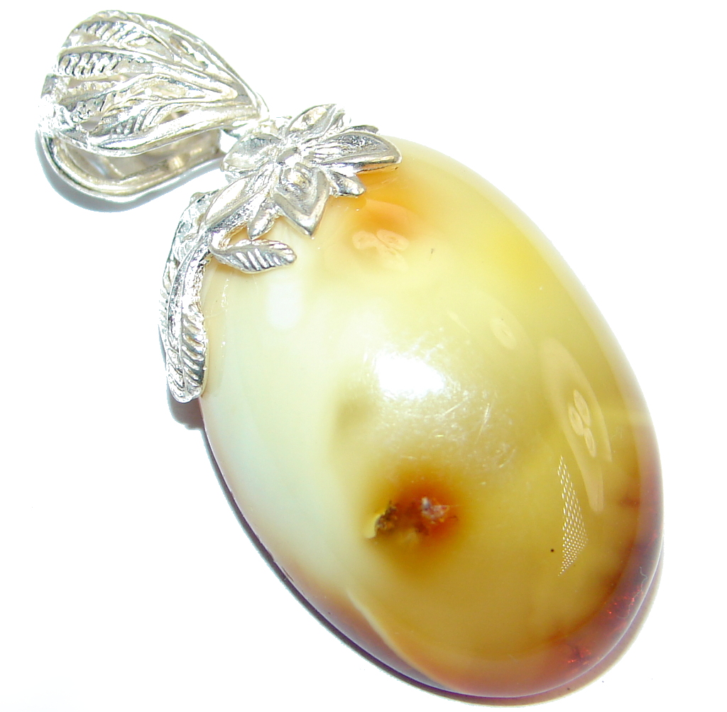Natural Baltic Amber Sterling Silver handcrafted Pendant
