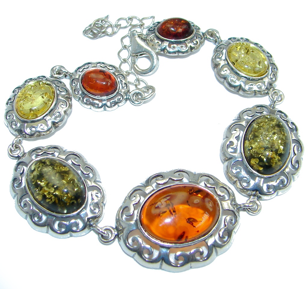 Beautiful Butterscotch AAA Baltic Polish Amber Sterling Silver Bracelet