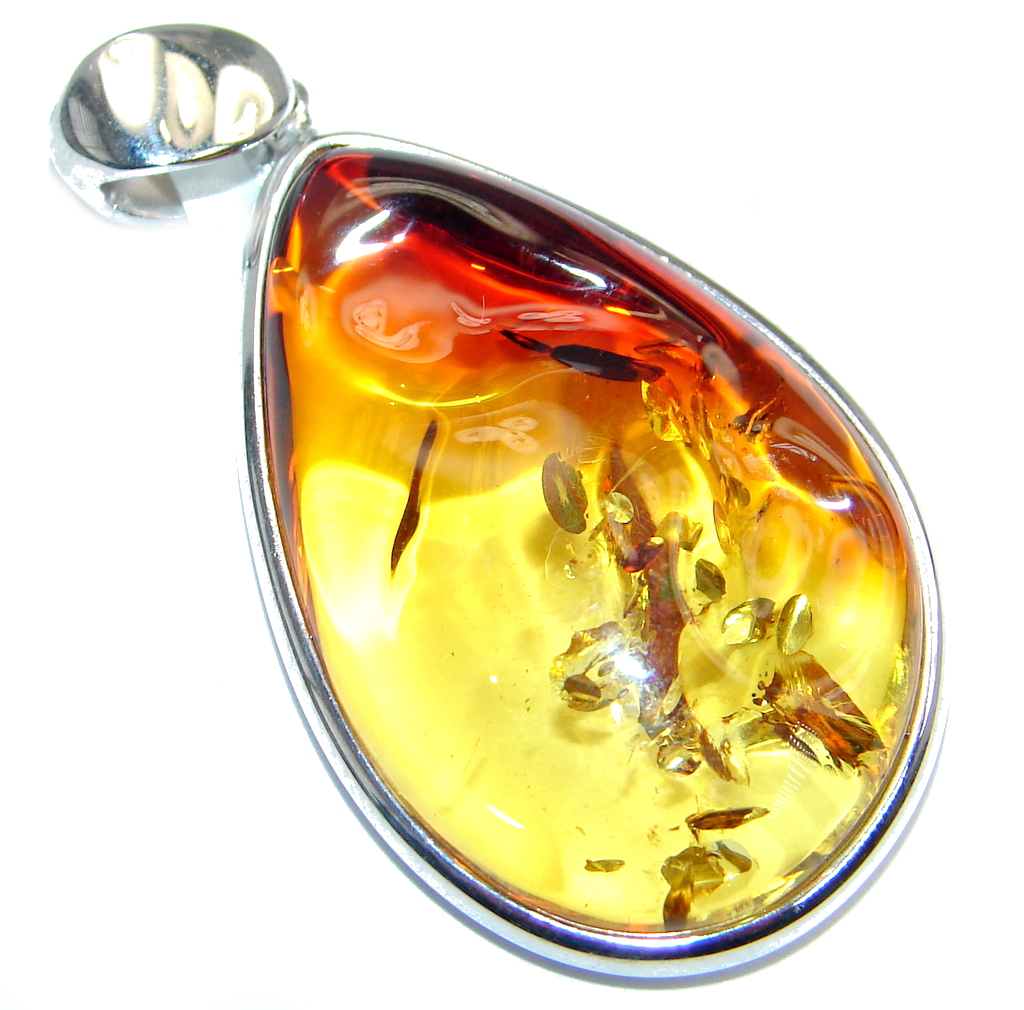 Natural Baltic Amber Sterling Silver handcrafted Pendant