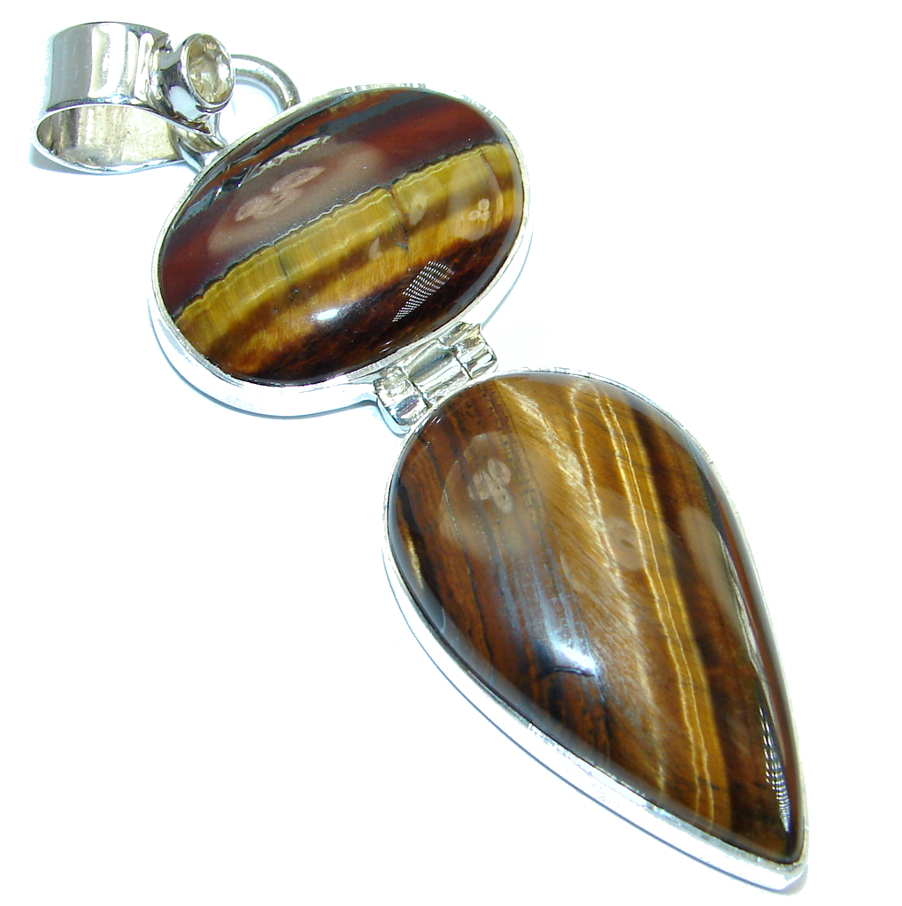 Awesome Golden Tigers Eye Citrine Sterling Silver handmade Pendant
