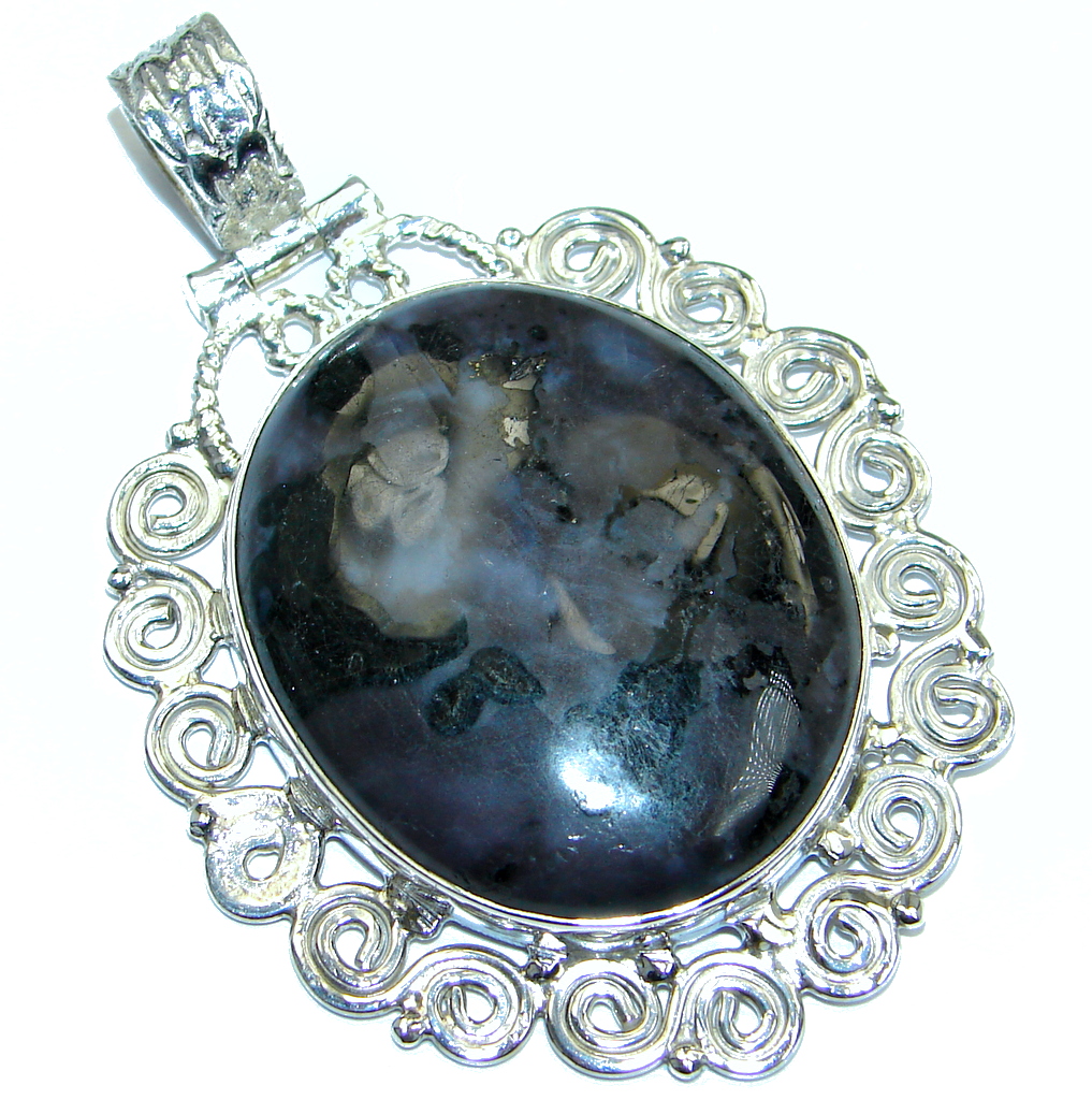 Amazing Black Obsidian Sterling Silver handmade Pendant