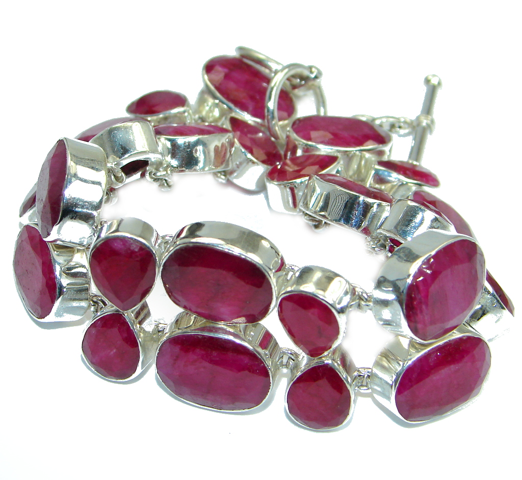 Special Item Natural Red Ruby 925 Sterling Silver handmade Bracelet