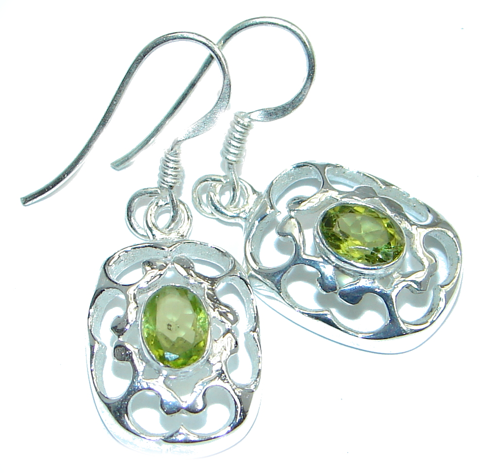 Genuine Peridot Sterling Silver handmade Earrings