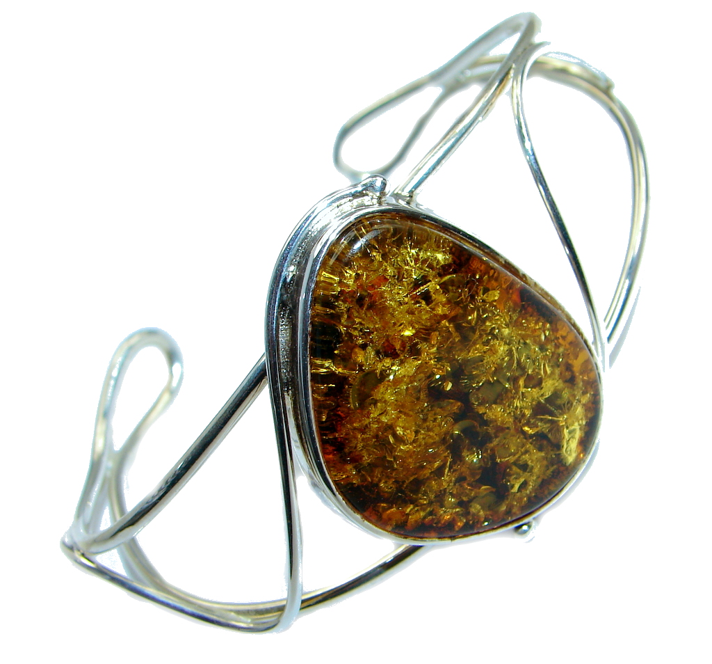 Wonderful genuine Butterscotch Baltic Amber Sterling Silver handmade Bracelet / Cuff