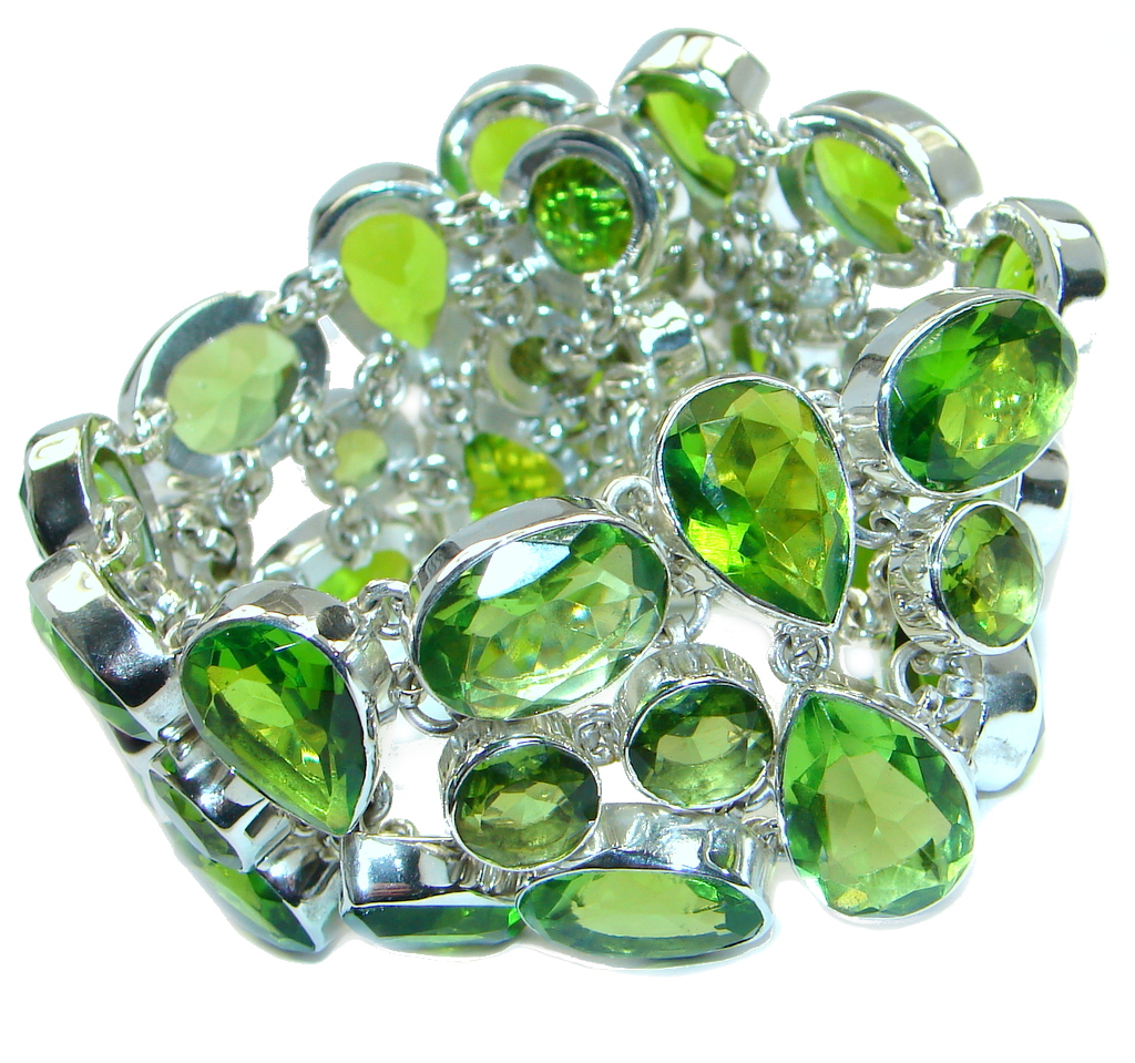 Back to Nature Jumbo Solid lab. Quartz Sterling Silver handmade Bracelet