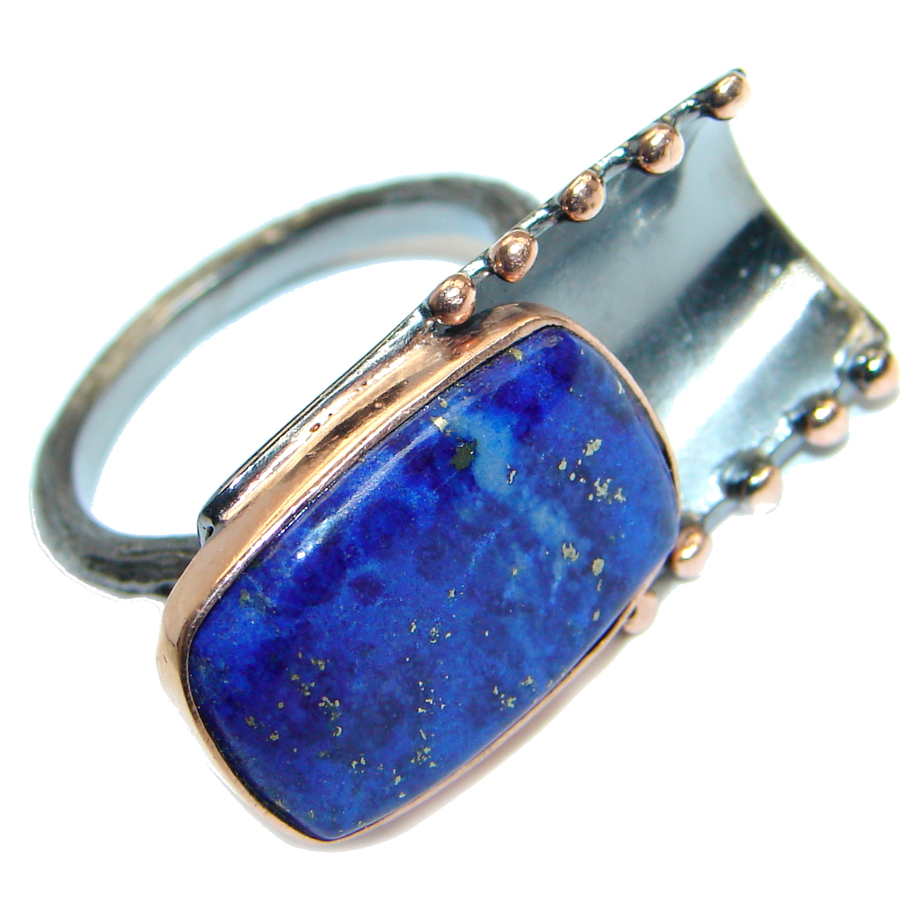 Blue Lapis Lazuli Rose Gold Rhodium plated over Sterling Silver Ring size 7 1/4