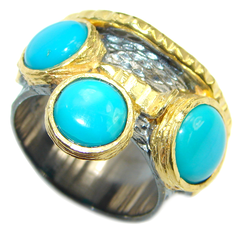 Excellent quality Sleeping Beauty Turquoise Sterling Silver handmade ring size 6