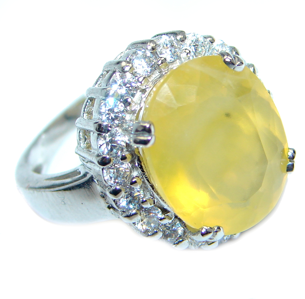 Big Energazing genuine Citrine Sterling Silver Coctail Ring size 6 3/4