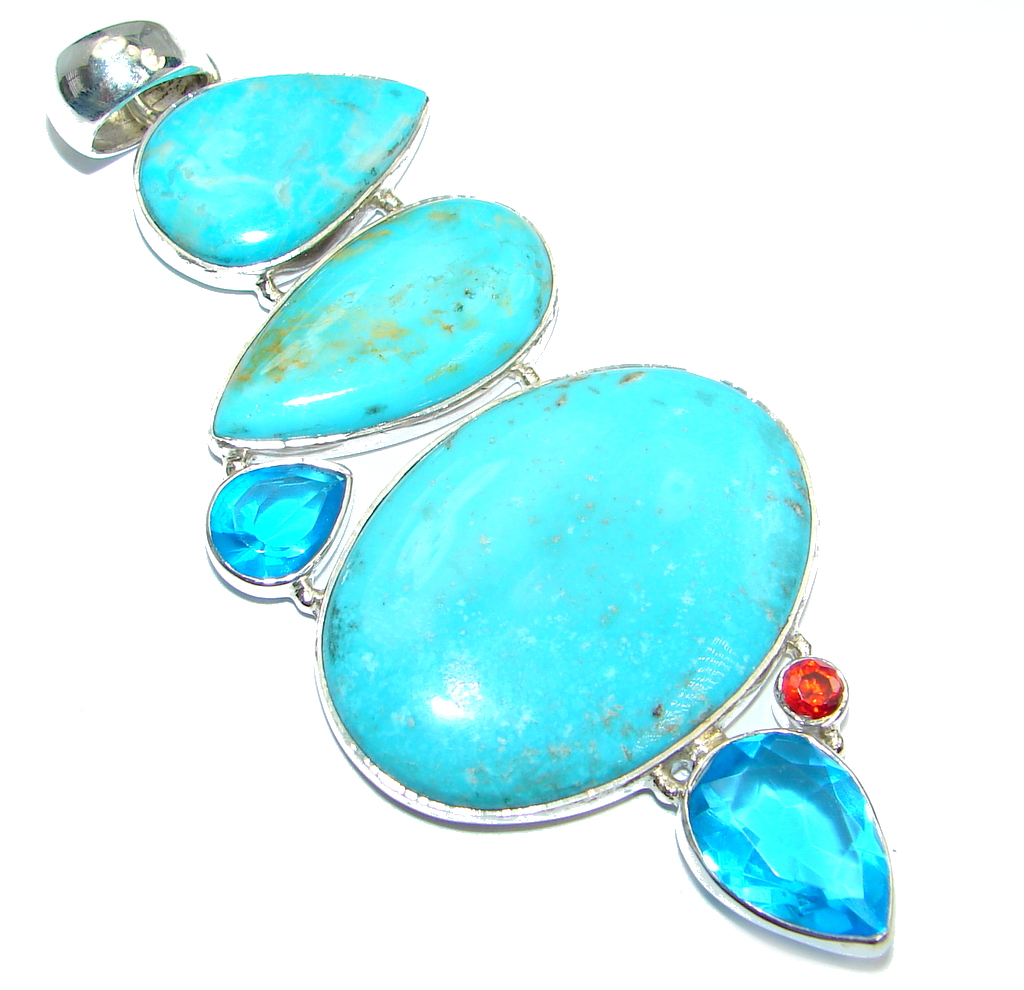 Authentic Sleeping Beauty Turquoise Sterling Silver handmade Pendant