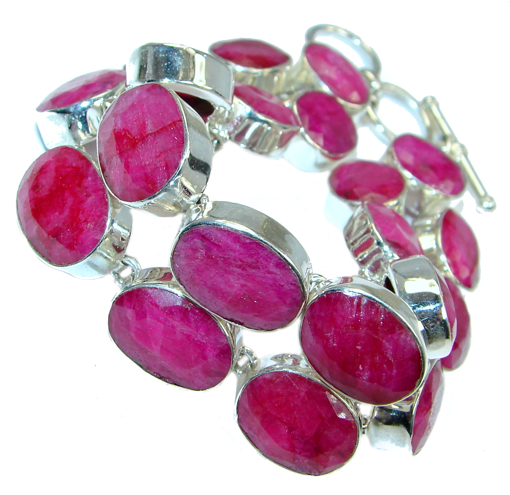 Special Item Natural Red Ruby 925 Sterling Silver handmade Bracelet