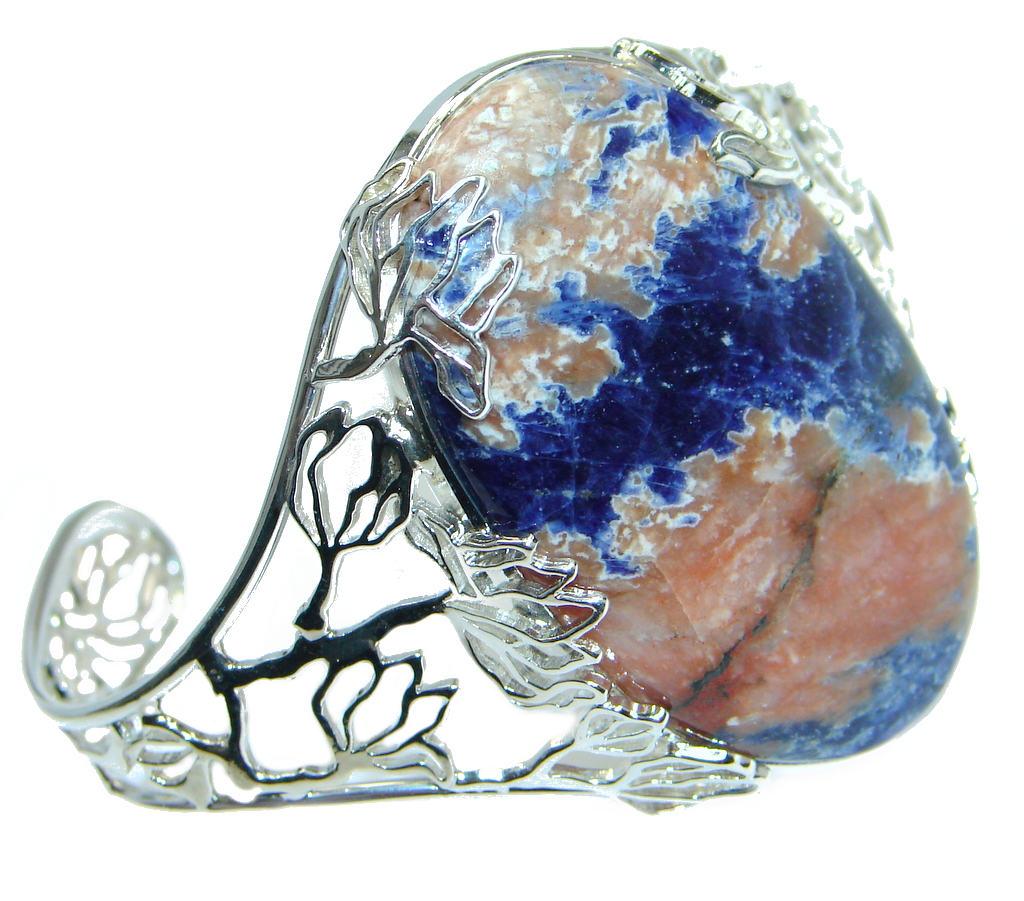 Chic Blue Galaxy genuine Sodalite handcrafted Sterling Silver Bracelet