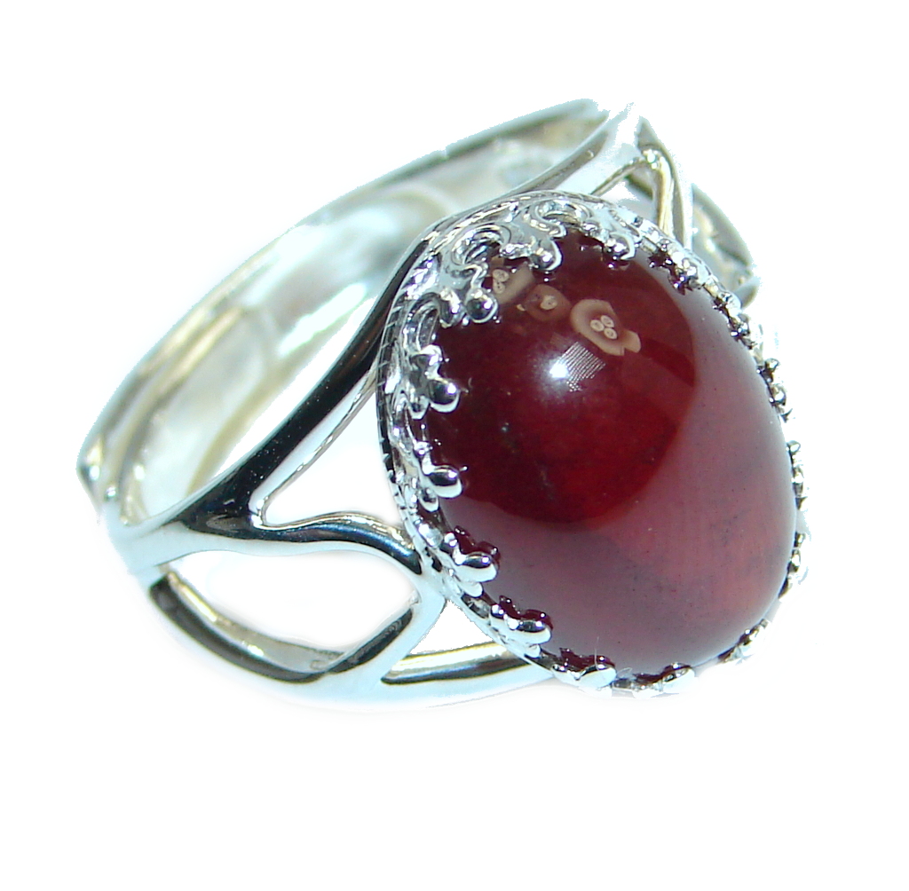 Genuine Hessonite Garnet Sterling Silver handmade Ring size 7 adjustable
