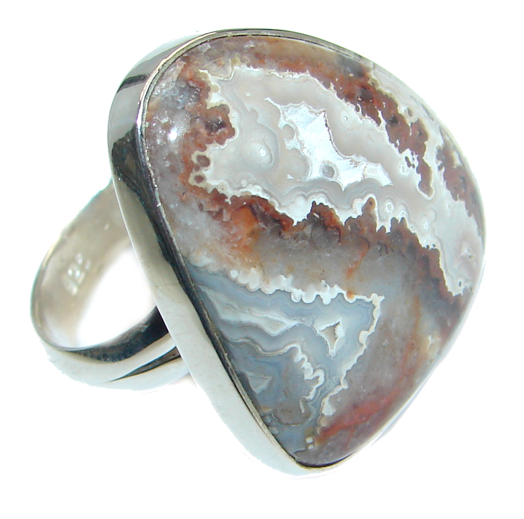 Amazing Rosetta Picture Jasper Sterling Silver ring s. 7 adjustable