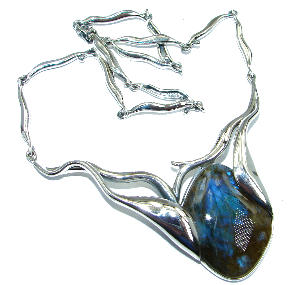Sublime Fire Labradorite Sterling Silver handmade necklace