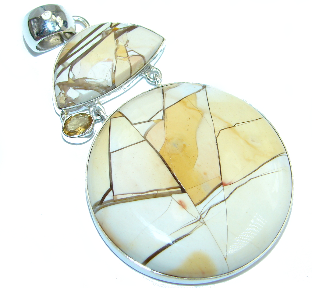Genuine Australian Mookaite Citrine Sterling Silver handcrafted Pendant