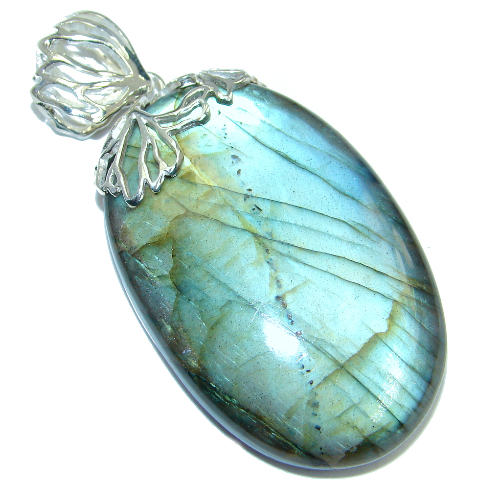 Highest quality genuine Blue Labradorite Sterling Silver handmade Pendant